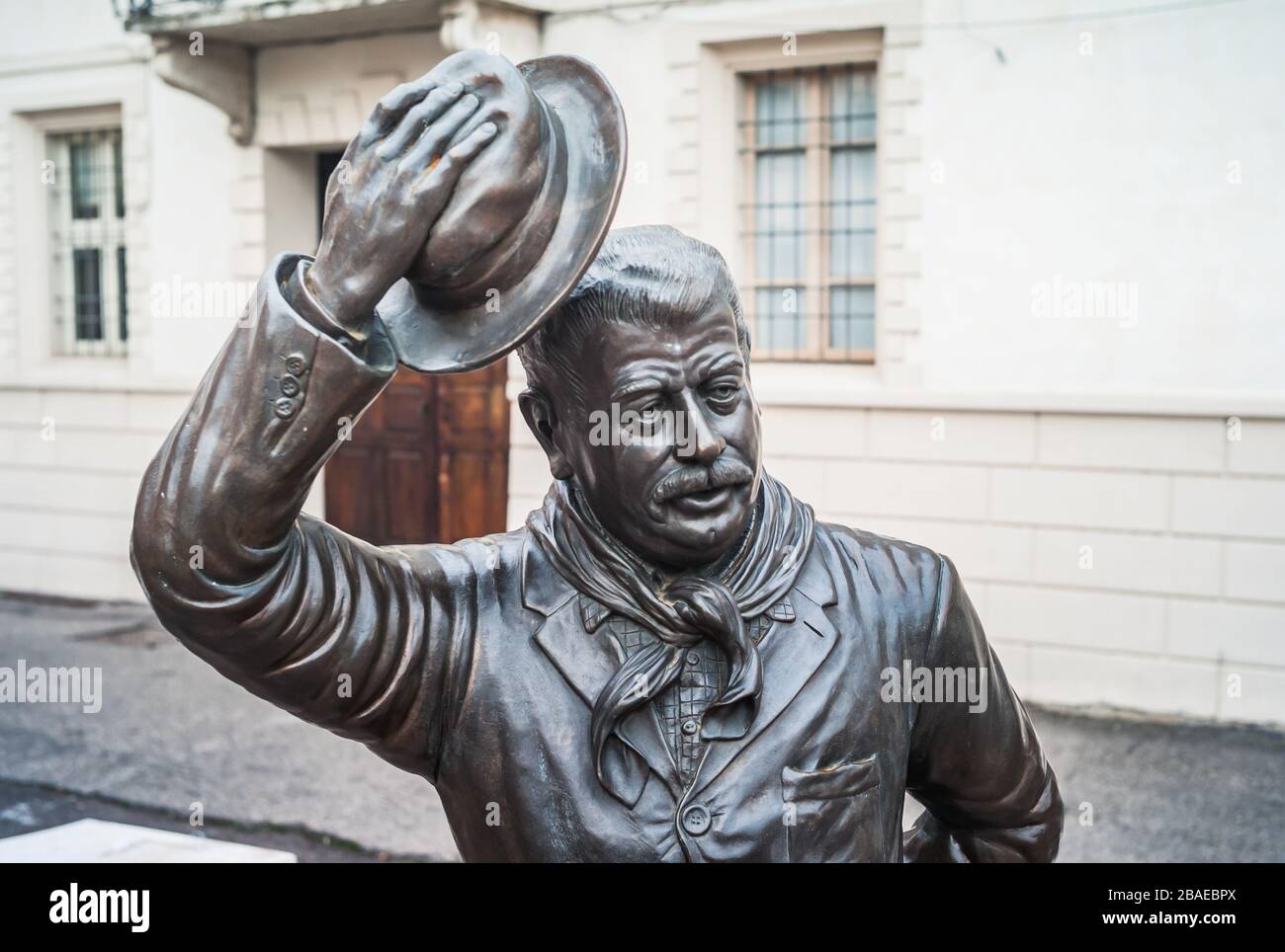 Brescello, Italy - January 1 2014: Bronze Statue of Peppone in Brescello, a Famous Movie Character based on the Don Camillo Books by Giovannino Guares Stock Photo