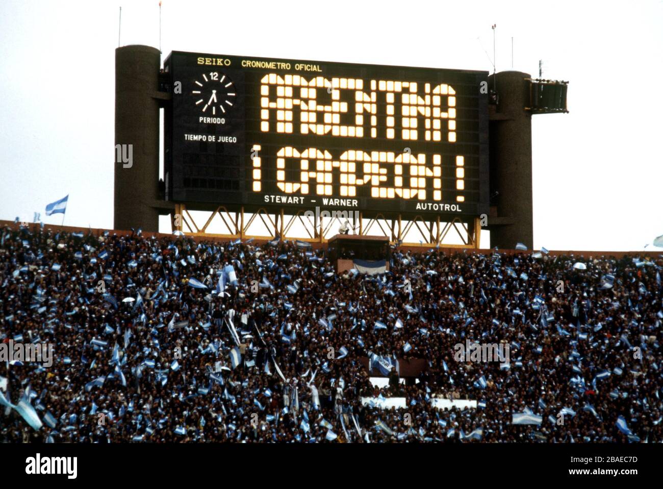 The scoreboard declares Argentina the World Cup champions after their 3