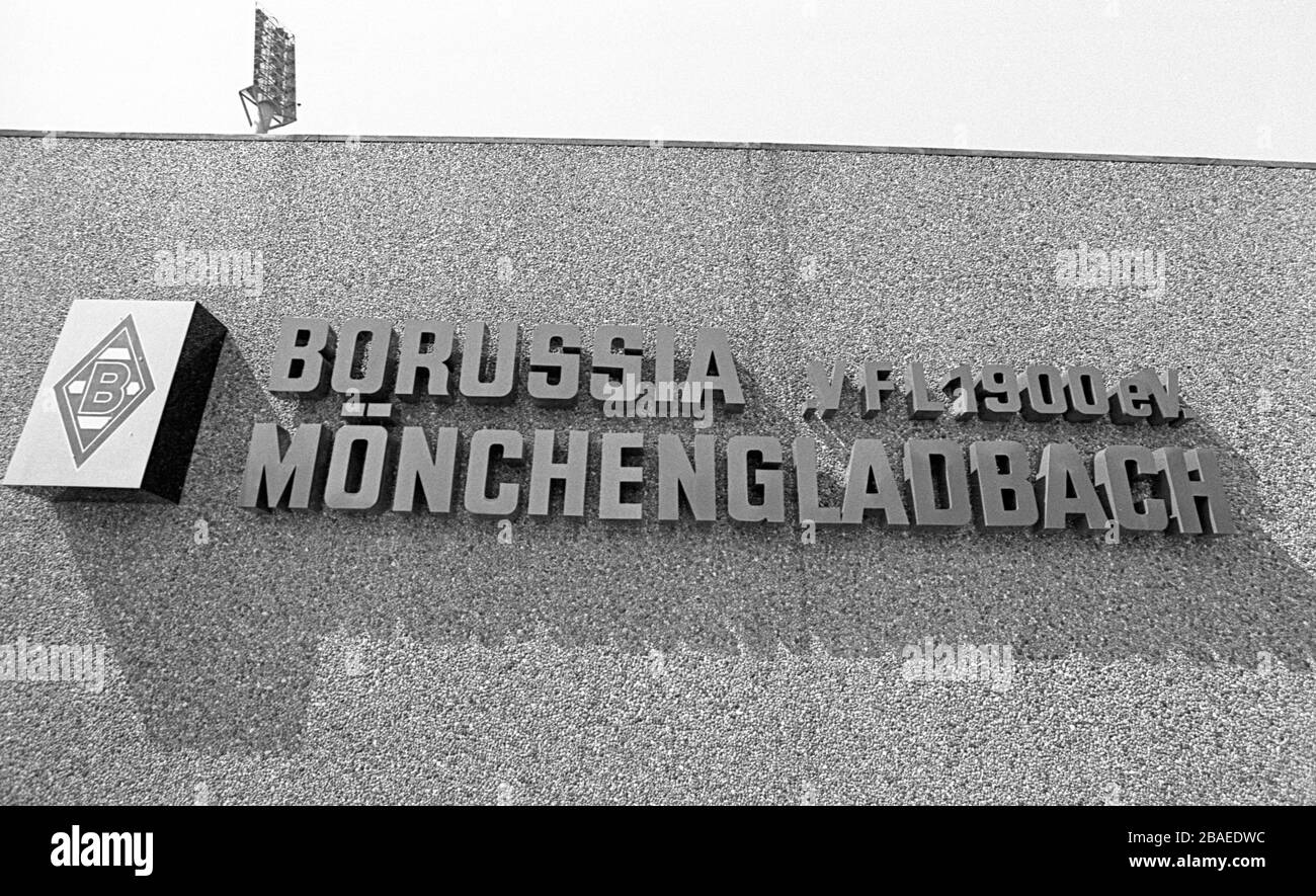 Borussia Monchengladbach sign at the Rheinstadion. Stock Photo