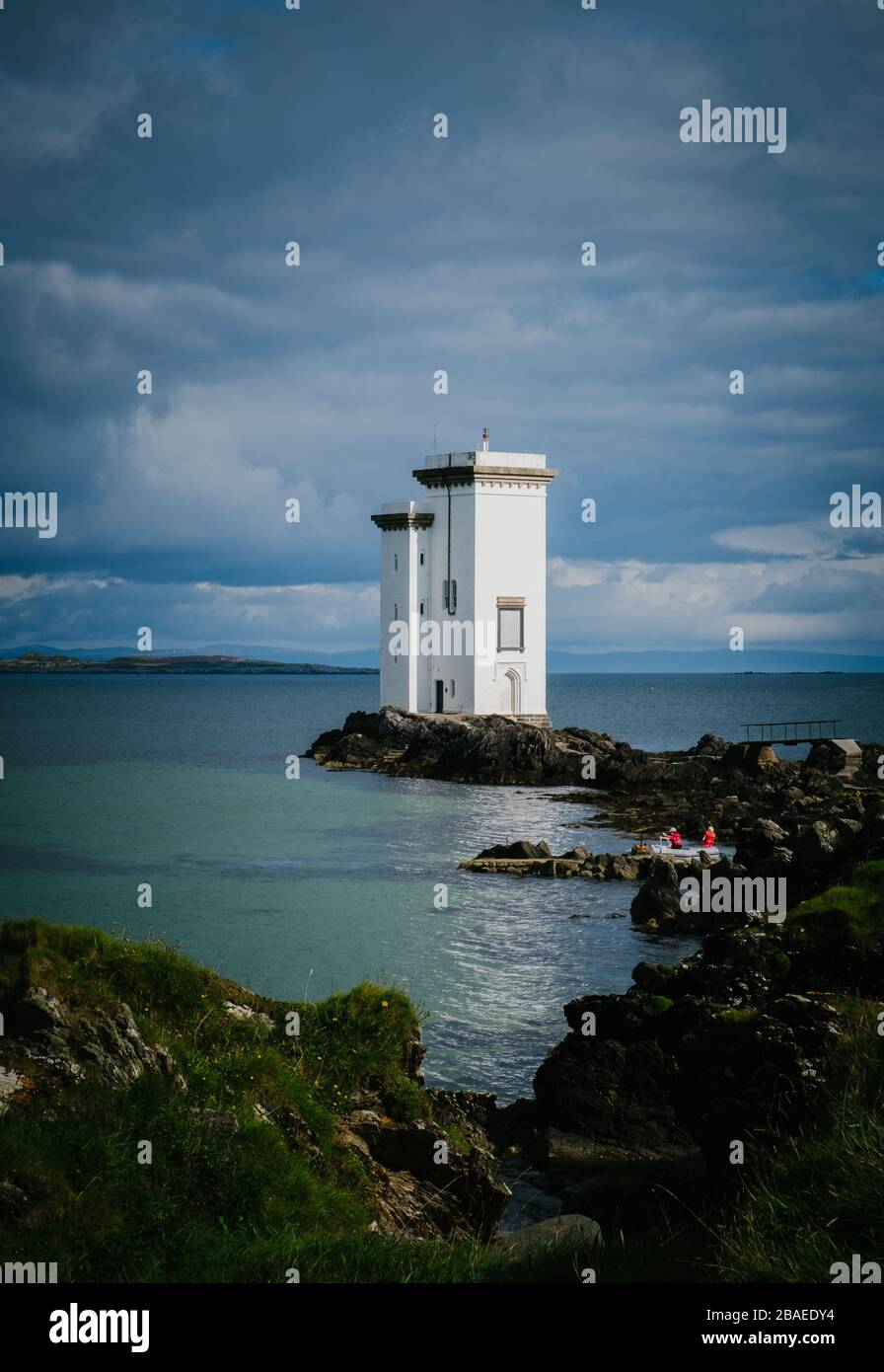 Carraig Fhada Lighthouse on Islay, Scotland, UK. Stock Photo