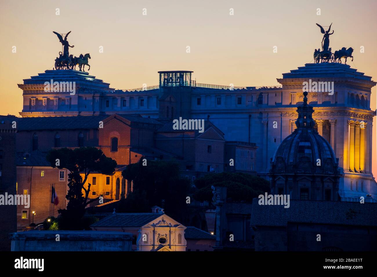 Twilight view of the Roman Forum and Capitoline hill. Rome, Italy Stock Photo