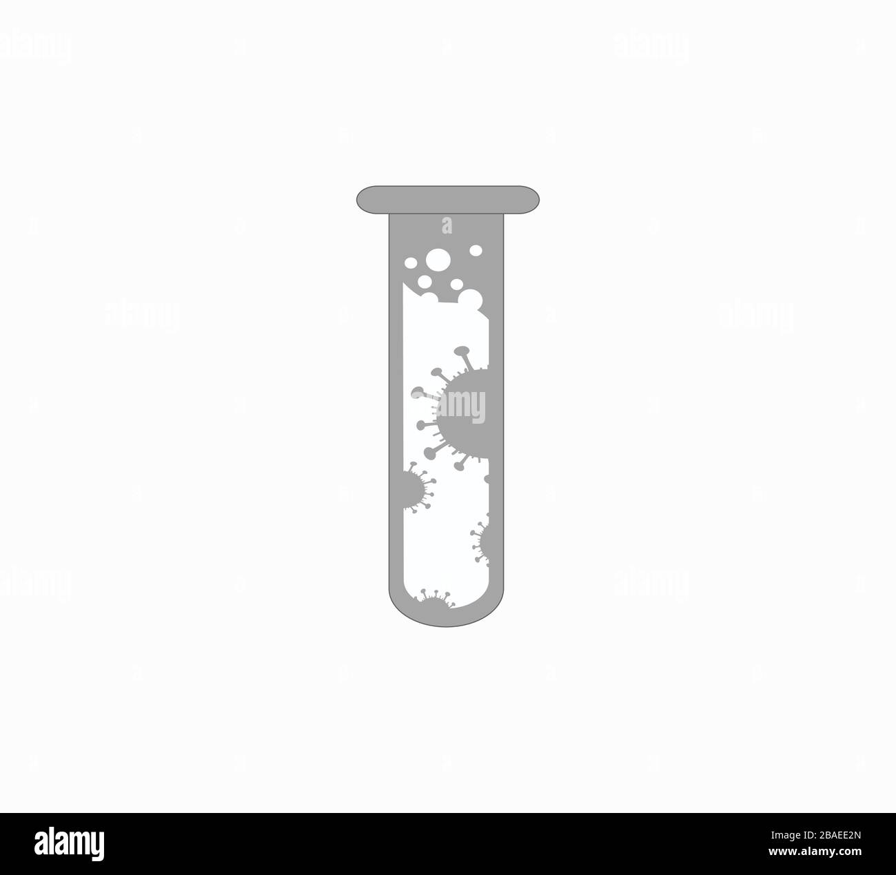 Chemical test tube with a virus - vector illustration on white isolated background Stock Vector