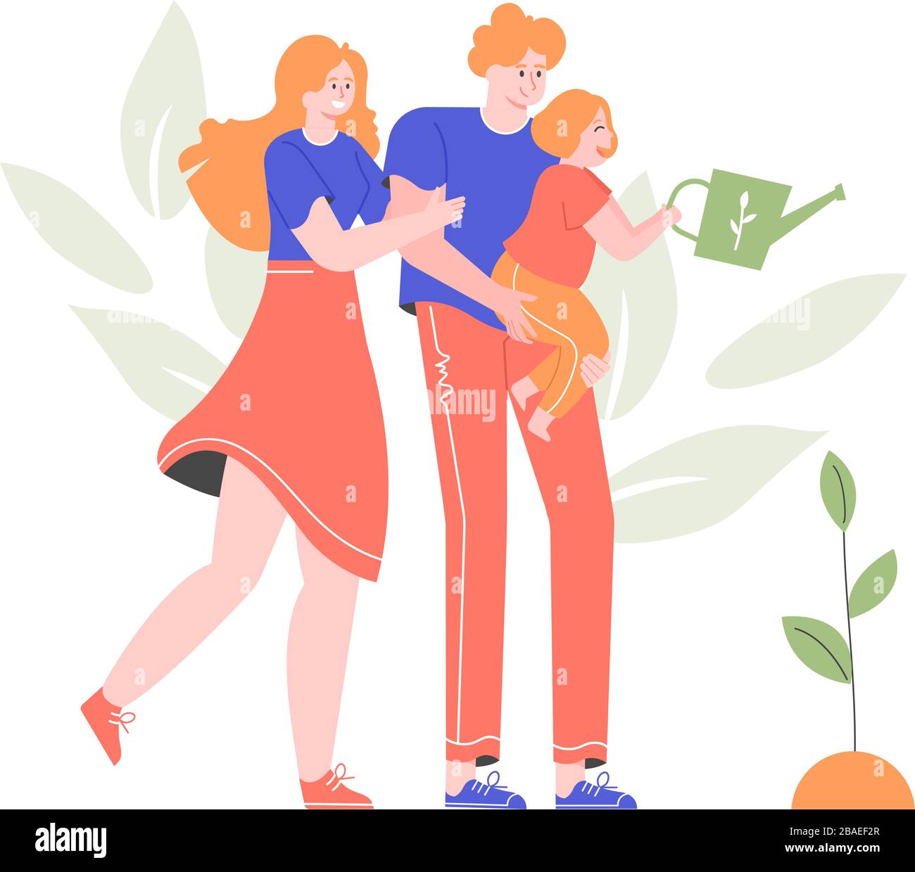Family is gardening. Joyful mom and dad Stock Vector Image & Art - Alamy