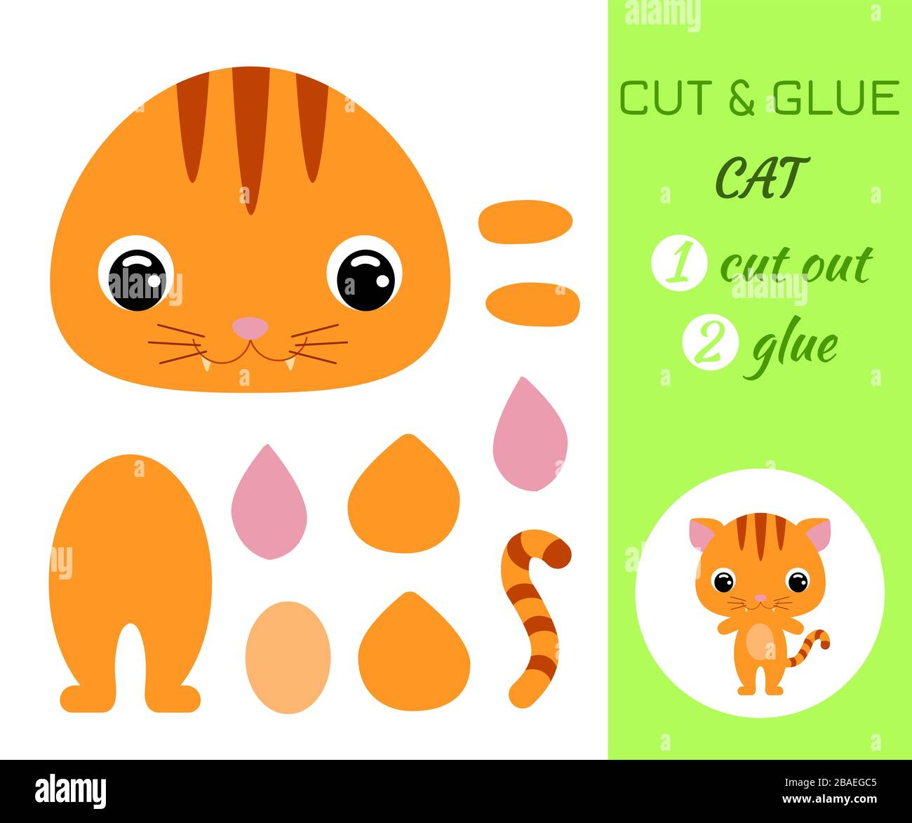 Cut and glue baby cat. Color paper application game. Educational paper game  for preschool children. Cartoon character. Domestic animal. Flat vector st  Stock Vector Image & Art - Alamy