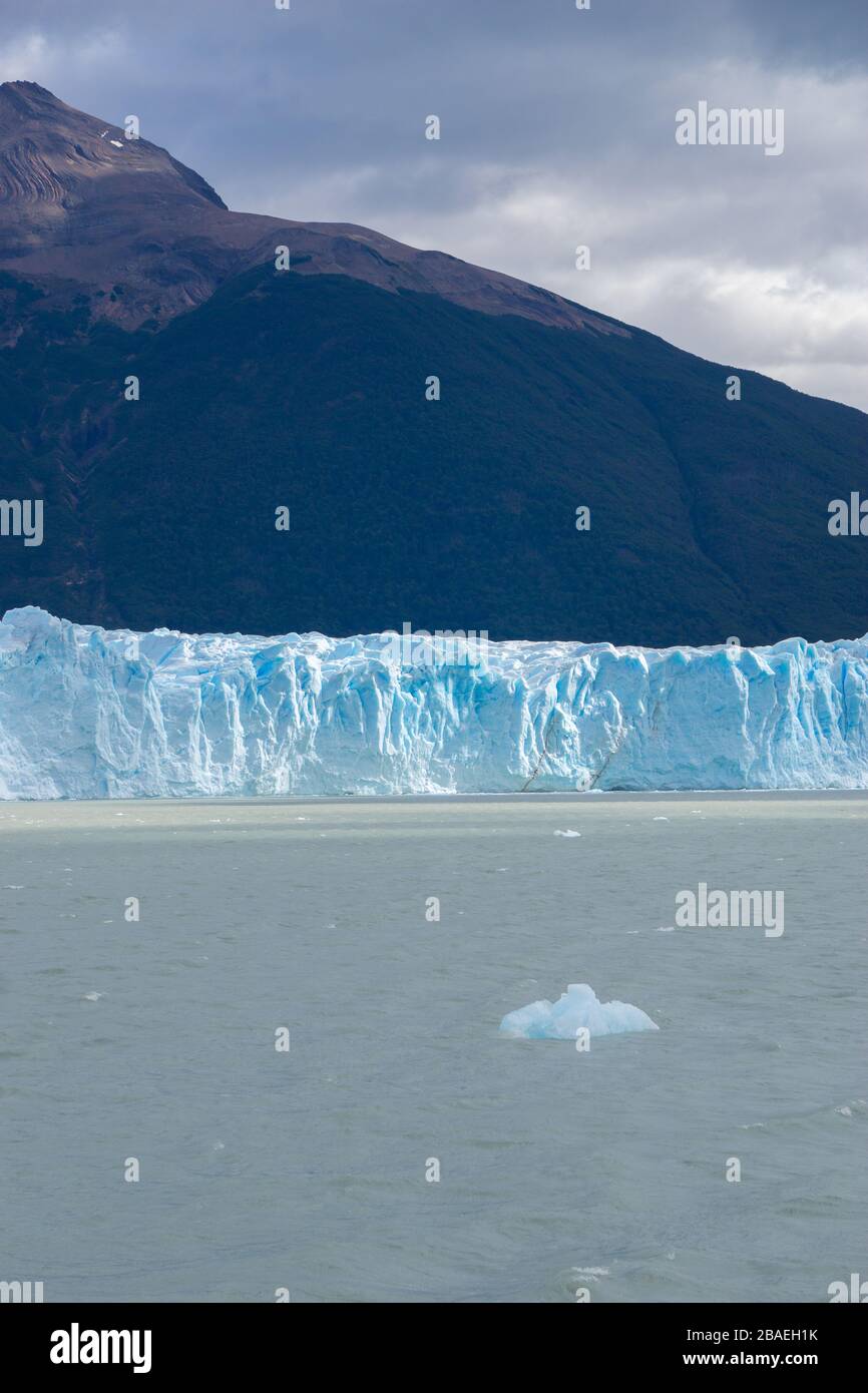 Gray glacier in gray lake in the ice field of southern patagonia, chile Stock Photo