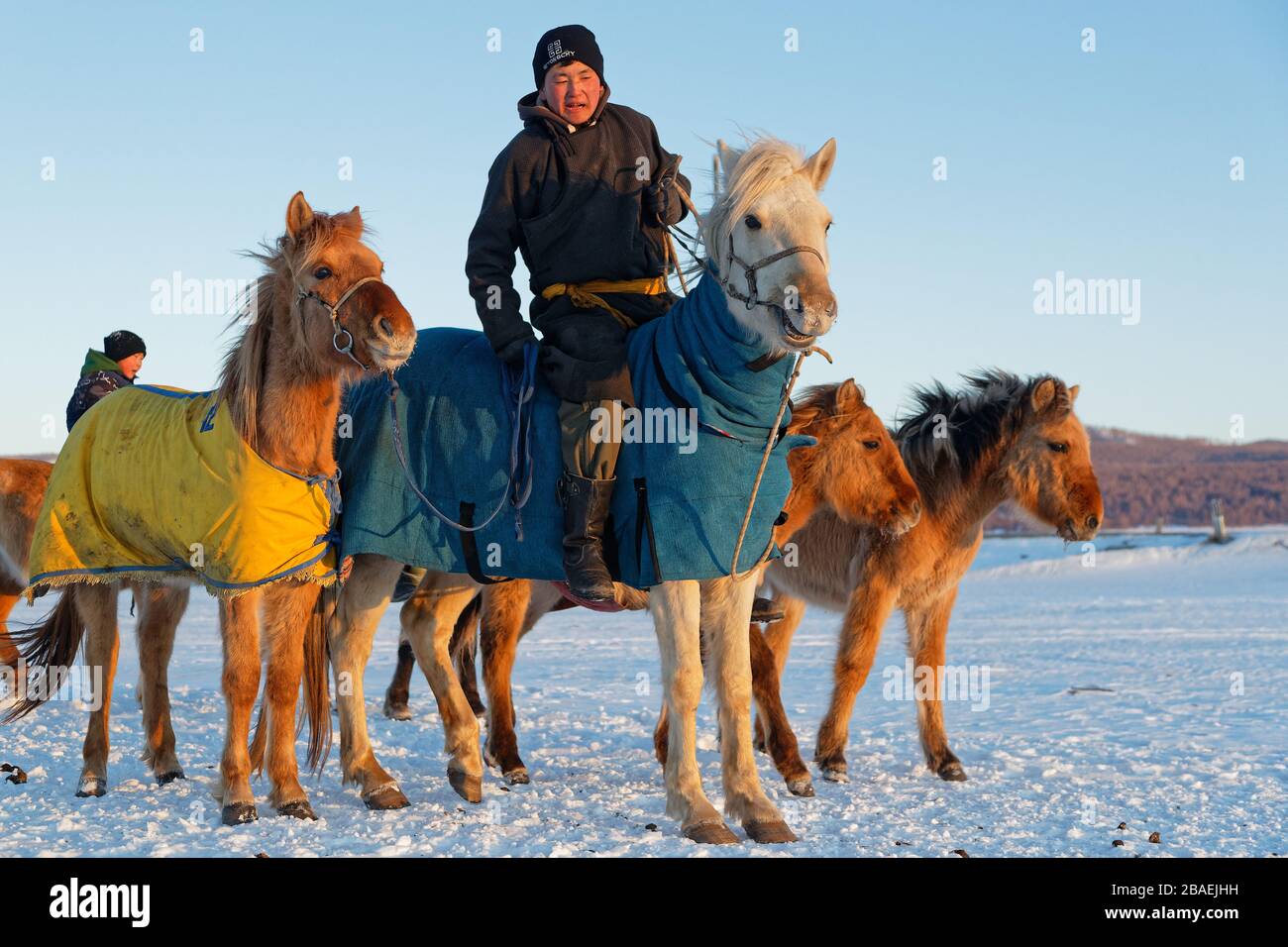 KHATGAL, MONGOLIA, February 27, 2020 : young riders came to make their