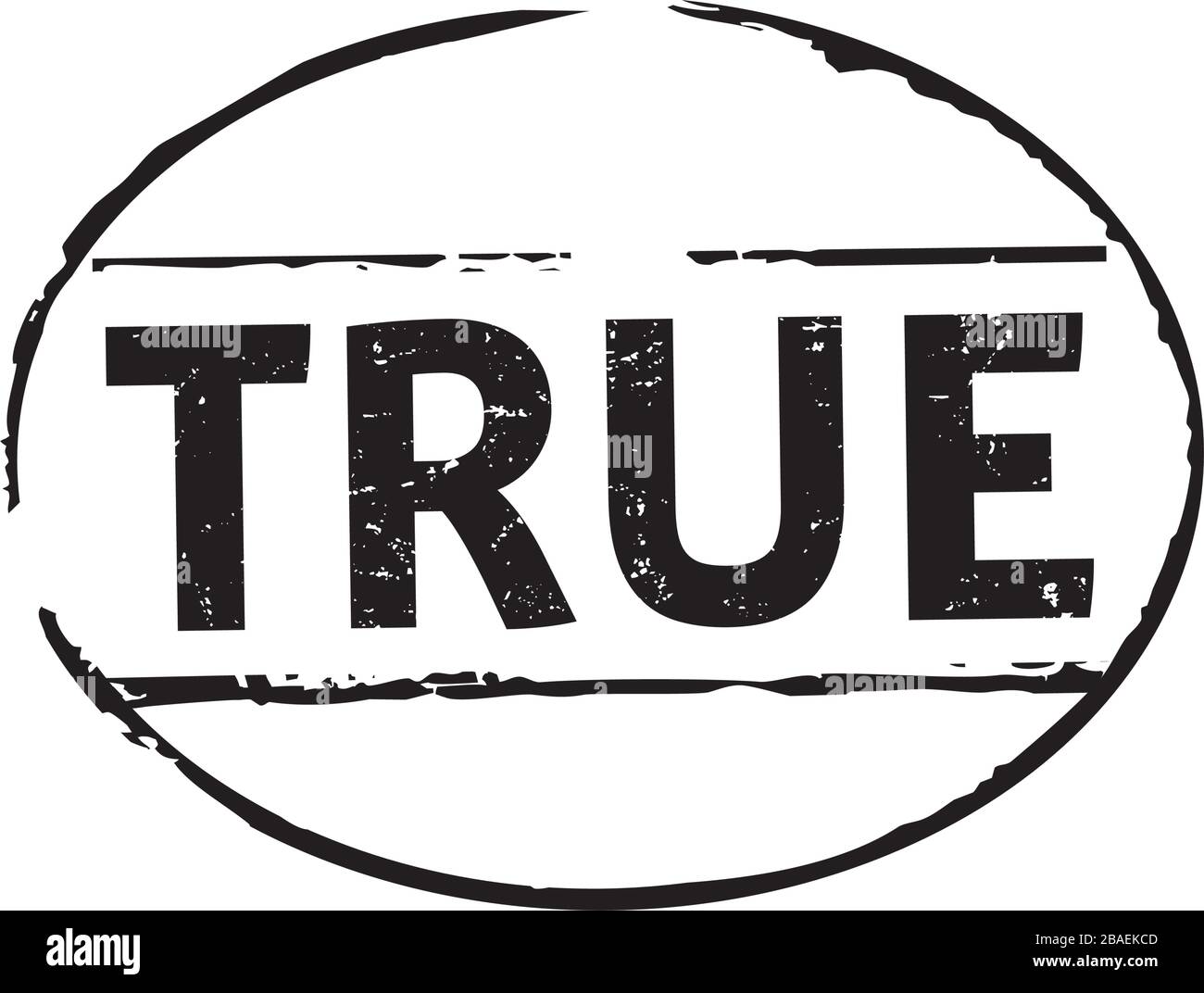 Black grunge stamp and text true. Vector Illustration. Stock Vector