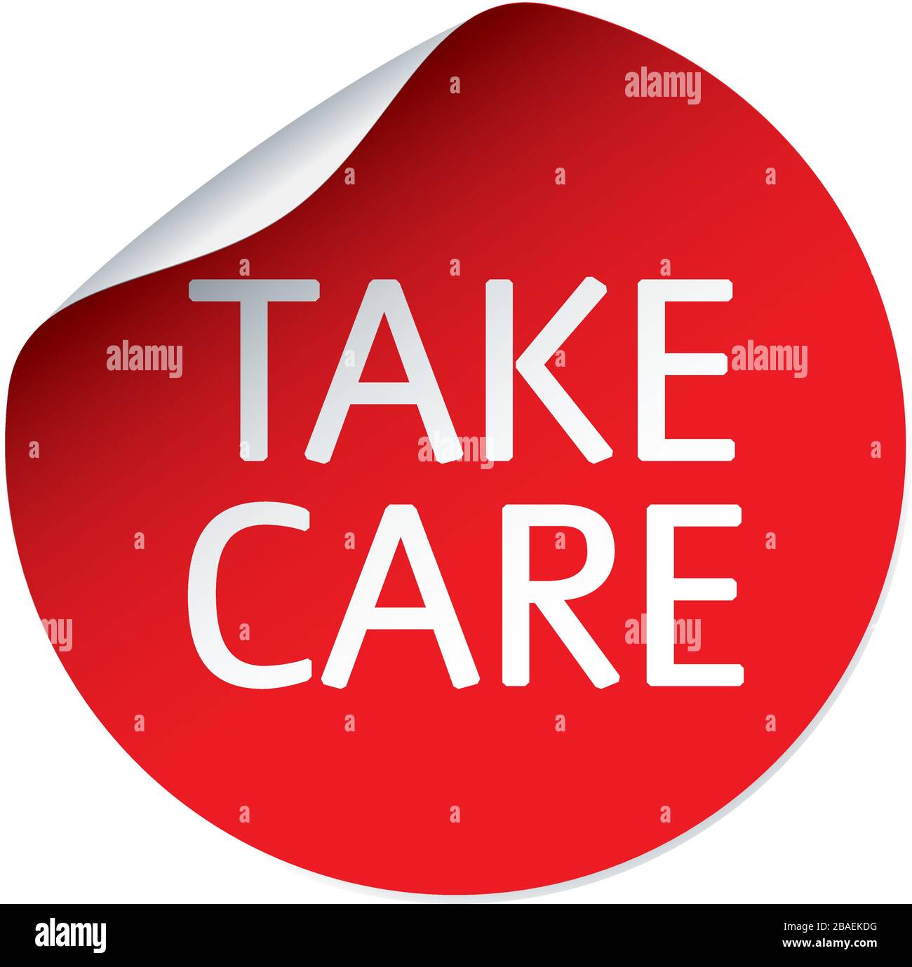 Red vector sticker and text TEKE CARE. Vector Illustration Stock Vector