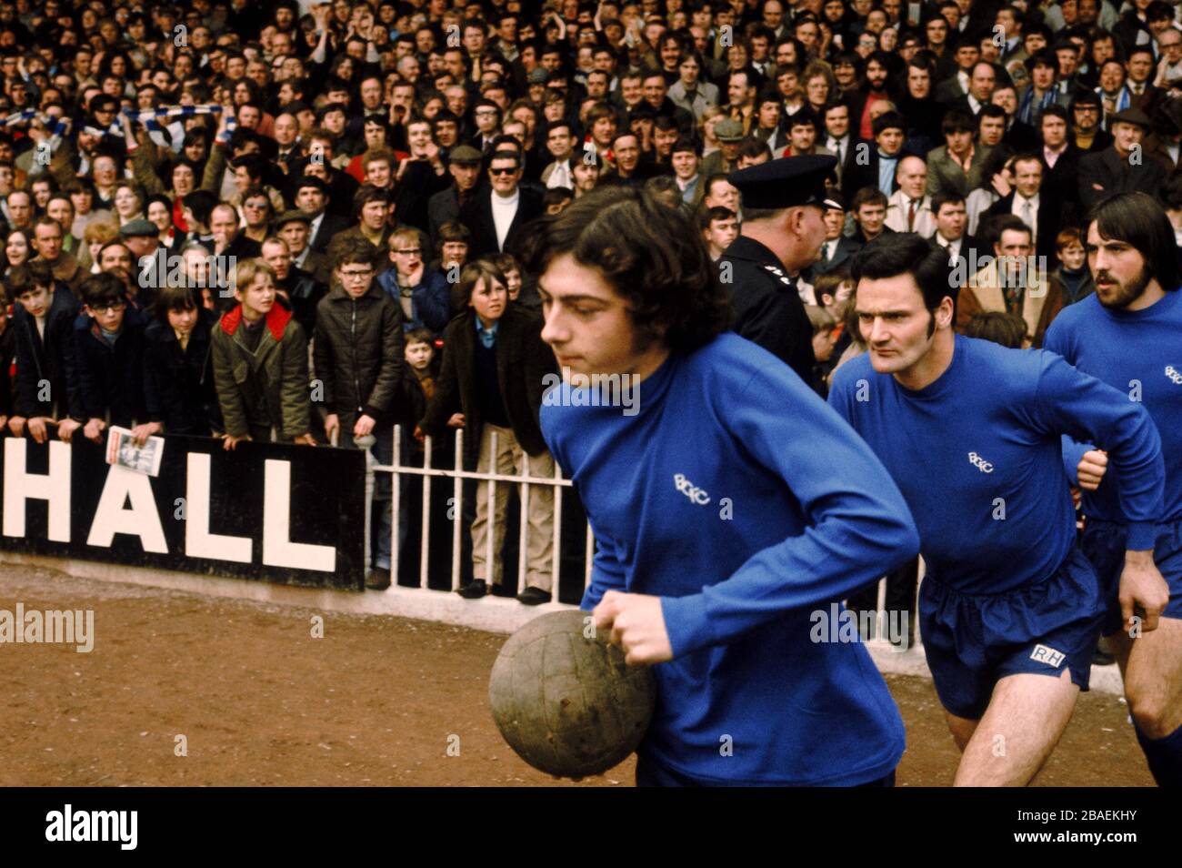 (L-R) Trevor Francis, Roger Hynd and Bob Latchford all Birmingham City Stock Photo