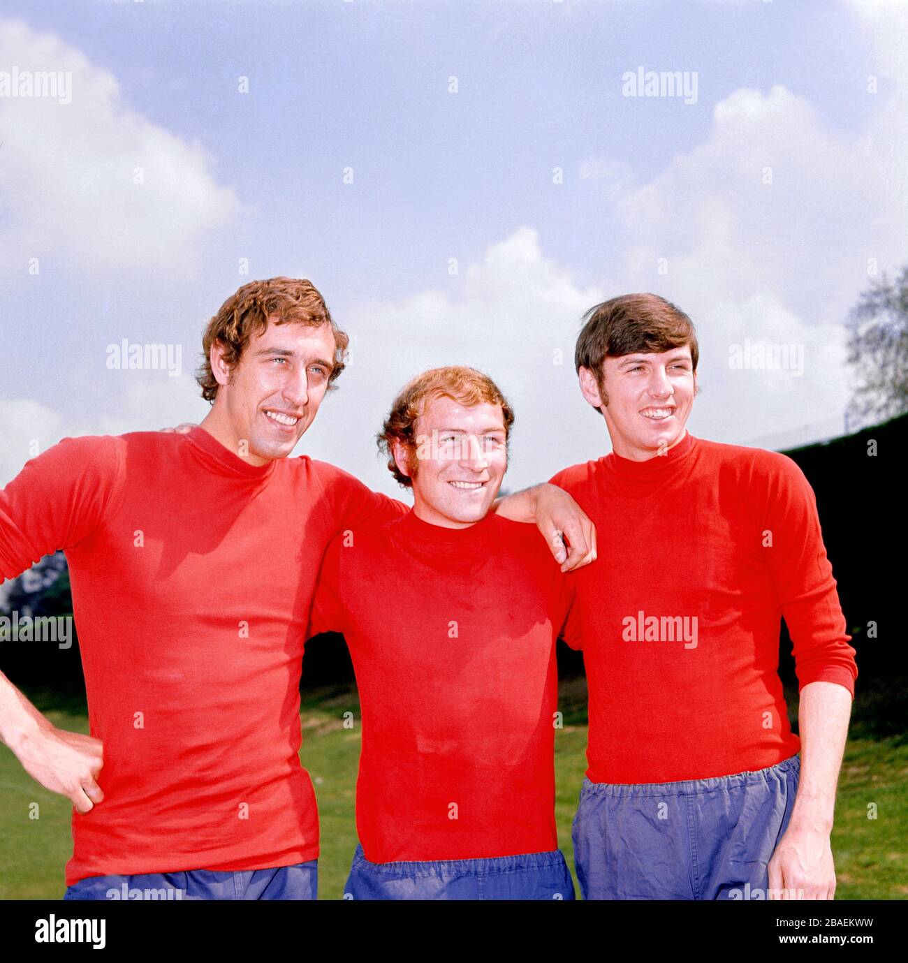 (l-r) England's Martin Chivers, Ralph Coates and Martin Peters Stock Photo