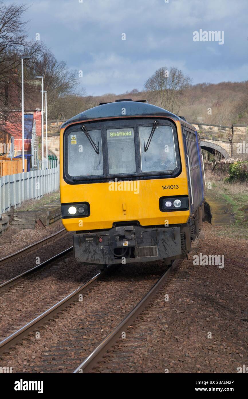 Northern Rail class 144 pacer train 144013 arriving at Chapeltown (south Yorkshire) Stock Photo