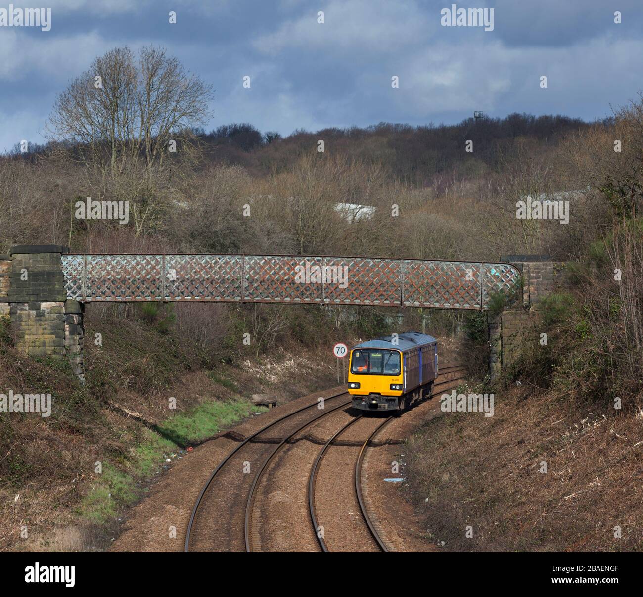 Northern Rail class 144 pacer train 144011 arriving at Chapeltown (south Yorkshire) Stock Photo