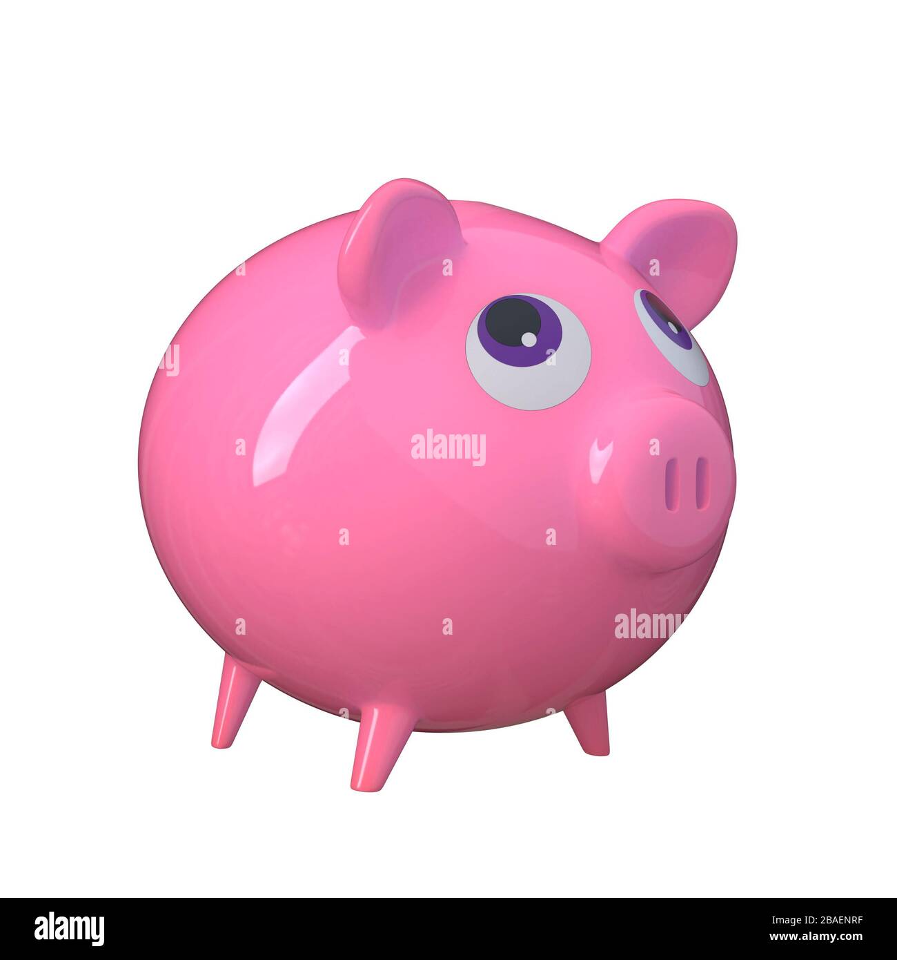 Cute pink piggy bank isolated on a white background. 3D image Stock ...