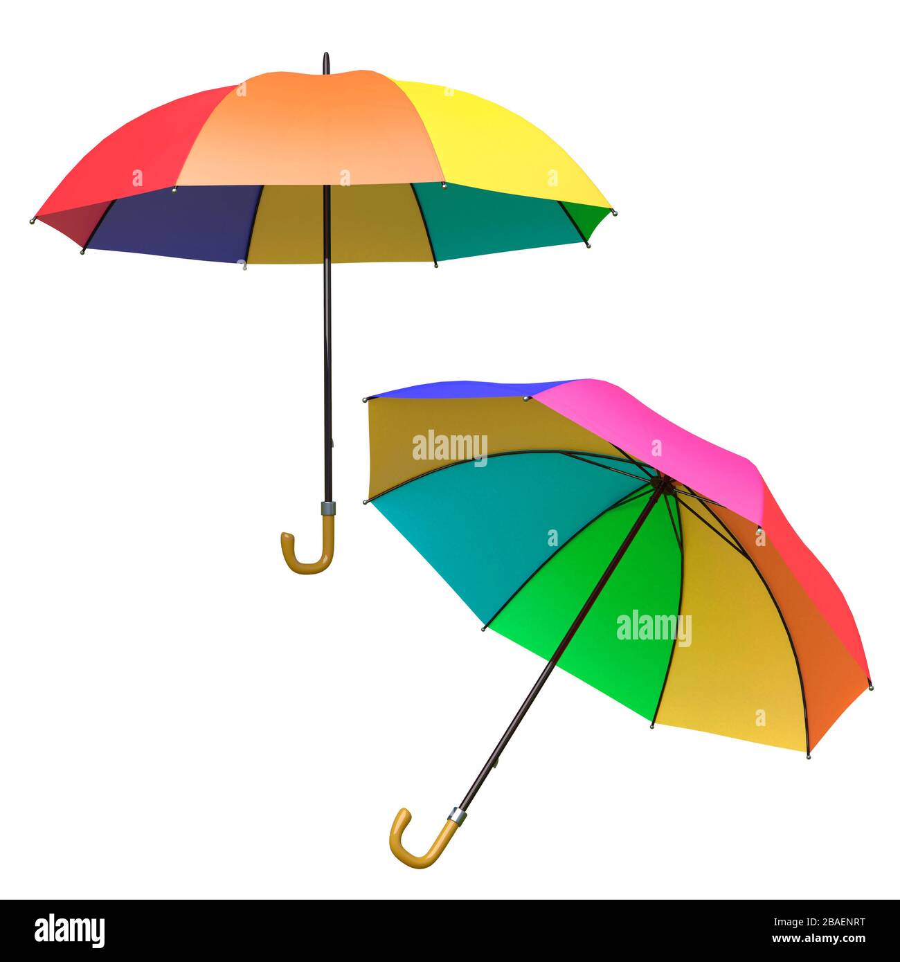 Bright colorful umbrella isolated on a white background. 3D image Stock ...