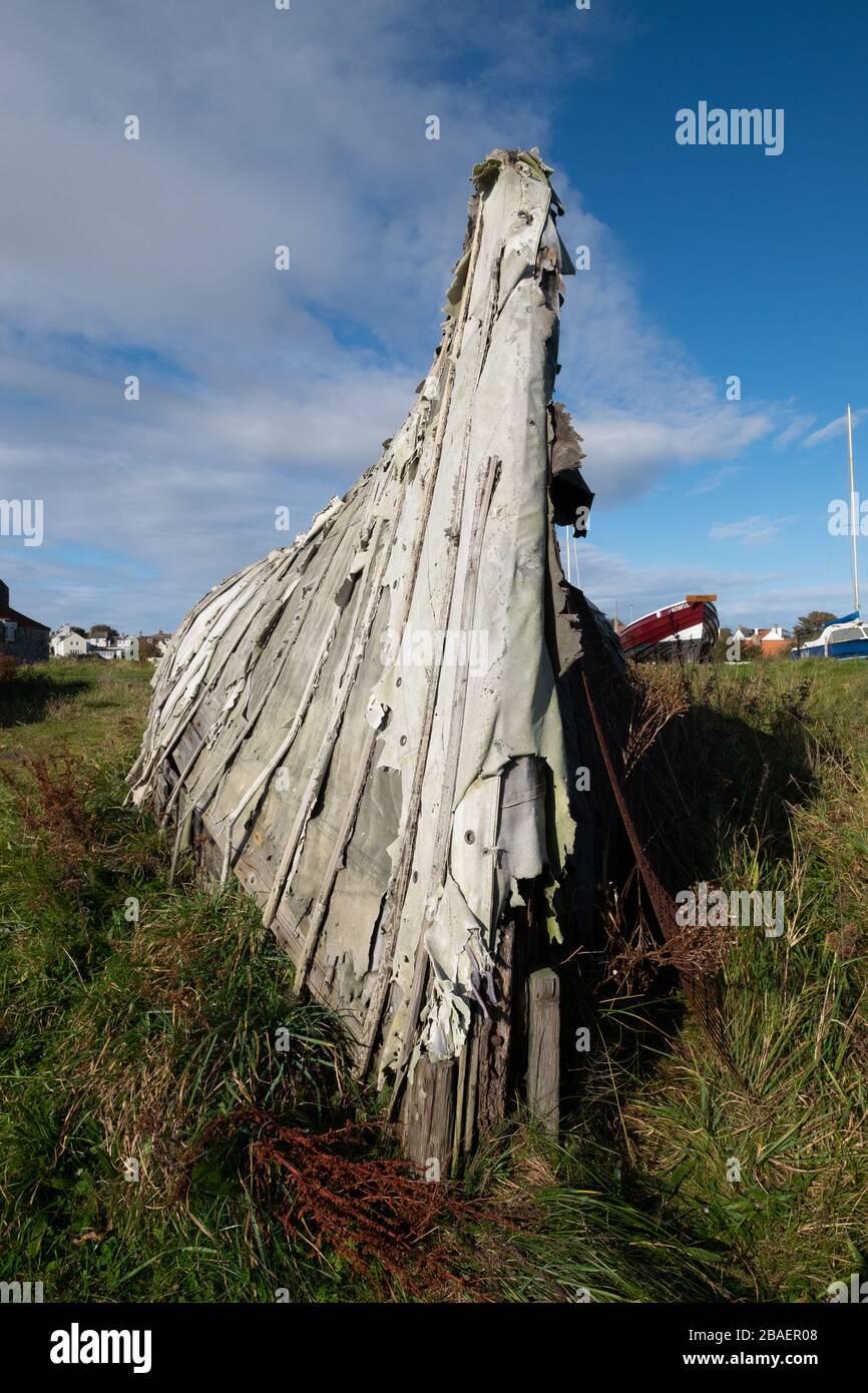 Lindisfarne Fishing Boat shed; Holy Island; Northumberland; England; Stock Photo