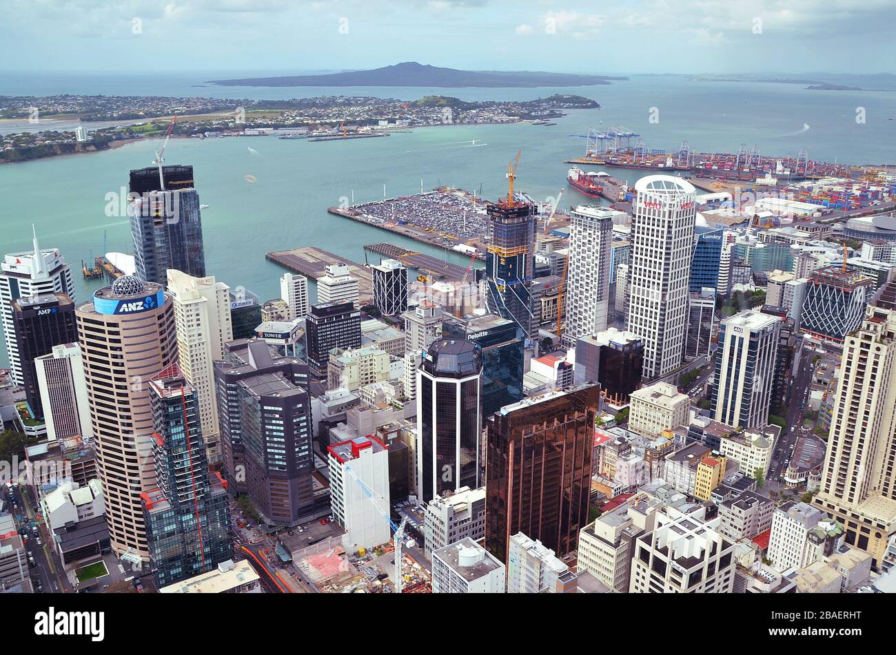 Aerial view on downtown Auckland NZ Stock Photo