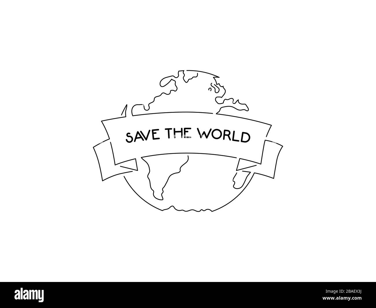 Save the world concept isolated line drawing, vector illustration