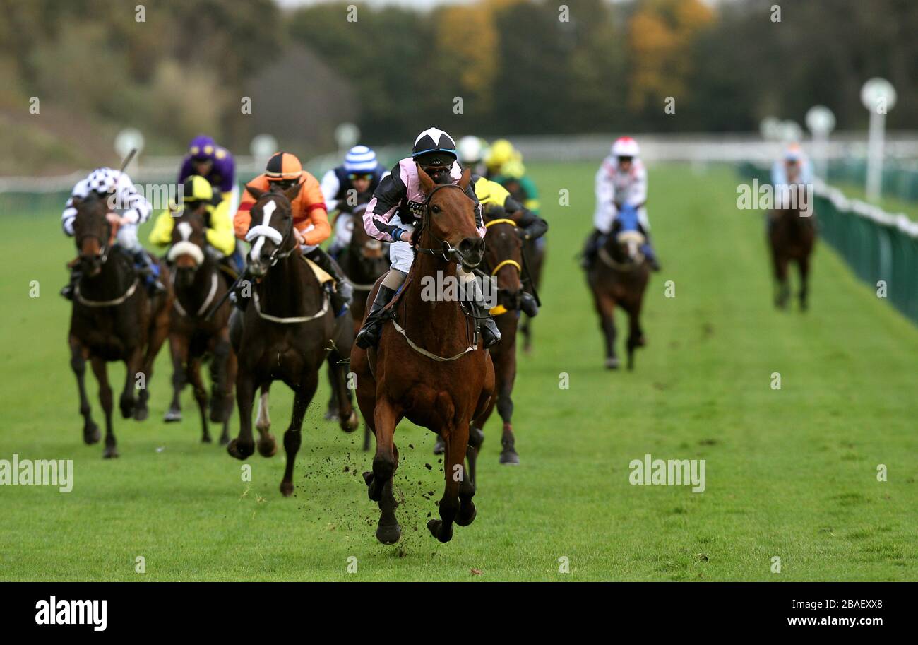 Zarosa ridden by Noel Garbutt comes home to win The Fortloaks handicap stakes Stock Photo