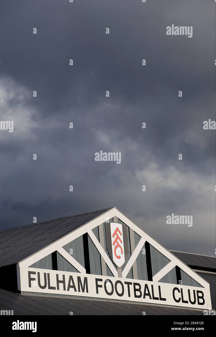 General view of grey clouds above Craven Cottage Stock Photo