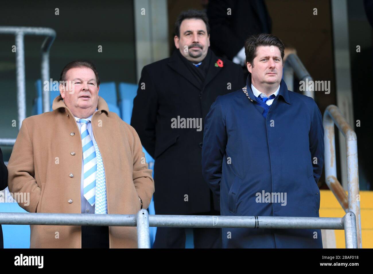 Coventry City vice chairman John Clarke OBE (left) and chief executive Tim Fisher (right) in the stands Stock Photo