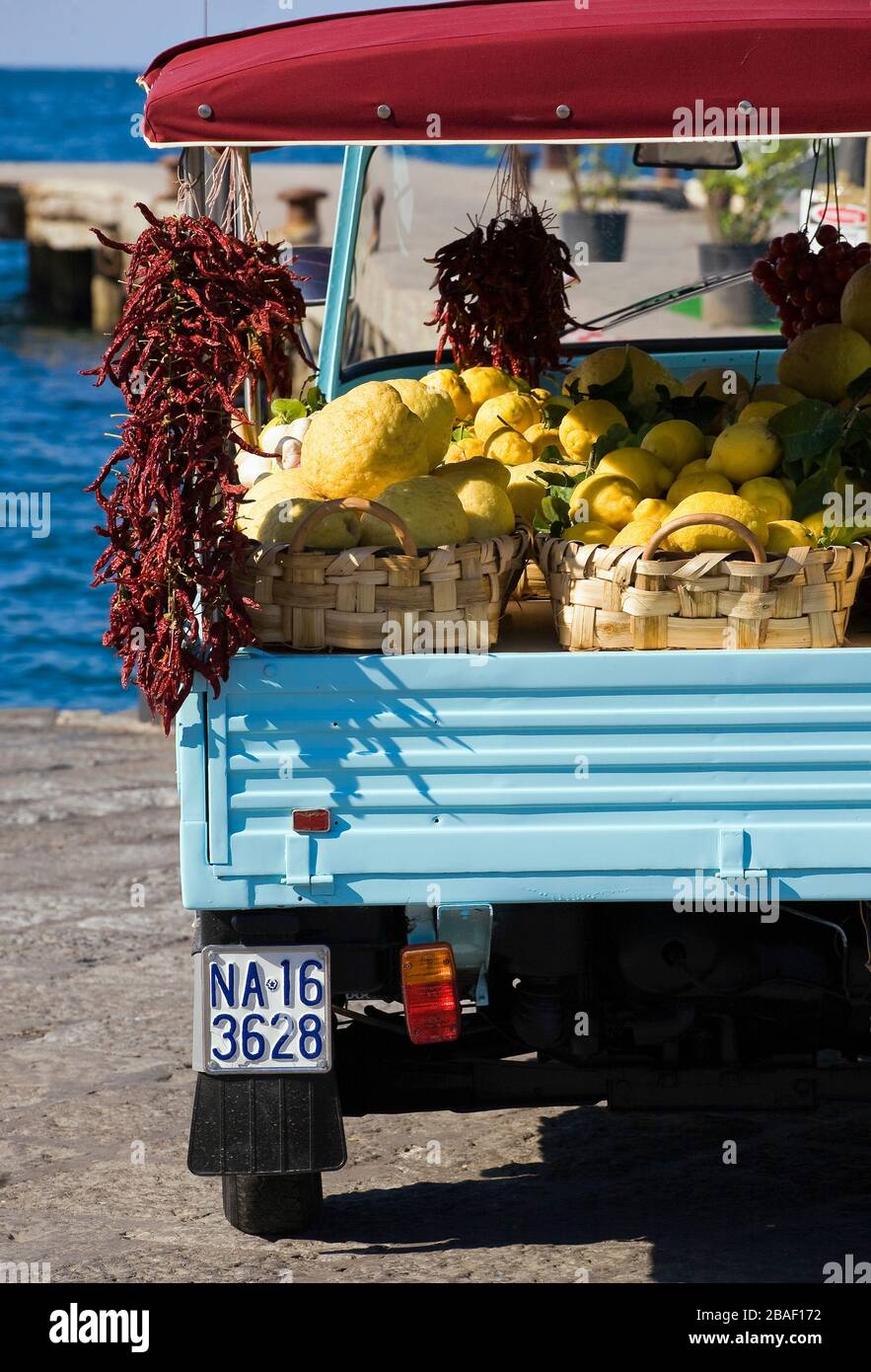 Traditional Ape Vespa small truck,Ischia island,Naples,Campania,Italy,Europe. Stock Photo