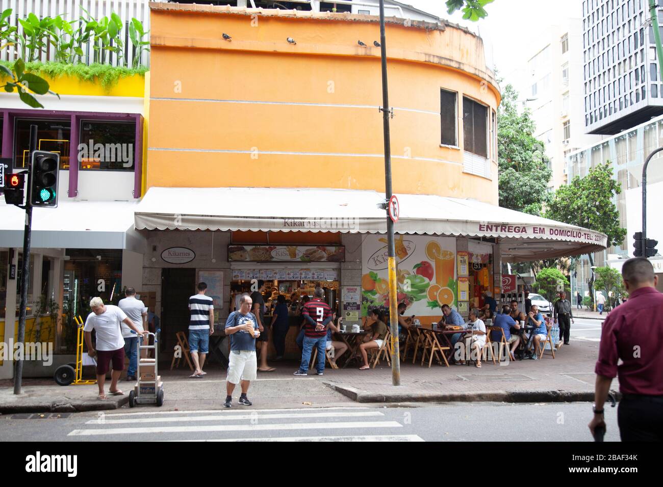 Cafe on corner of Visconde de Pirajá and Garcia De Avila in Ipanema, Rio - Brasil Stock Photo