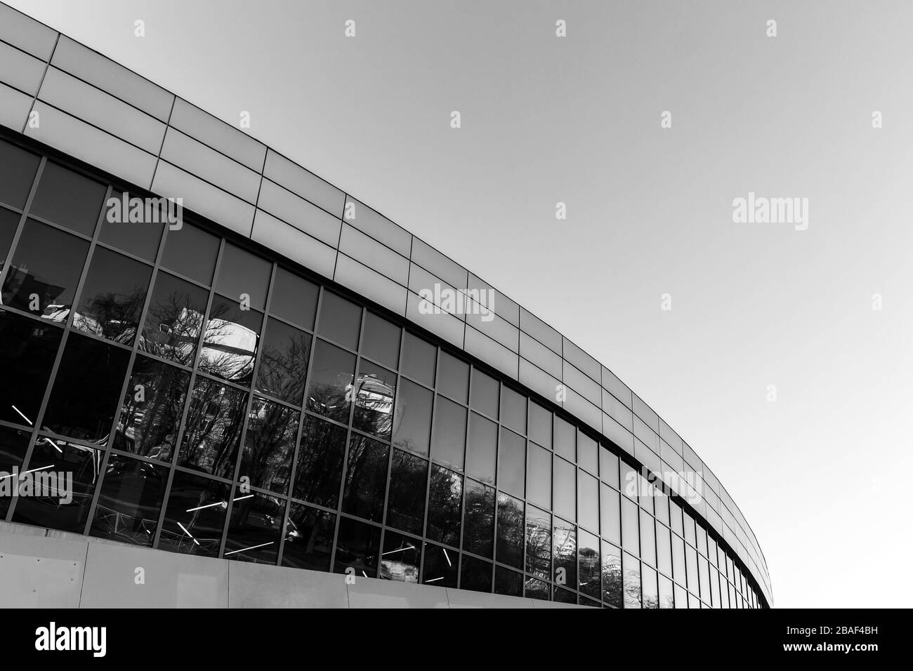 white and black architecture round building exterior Stock Photo