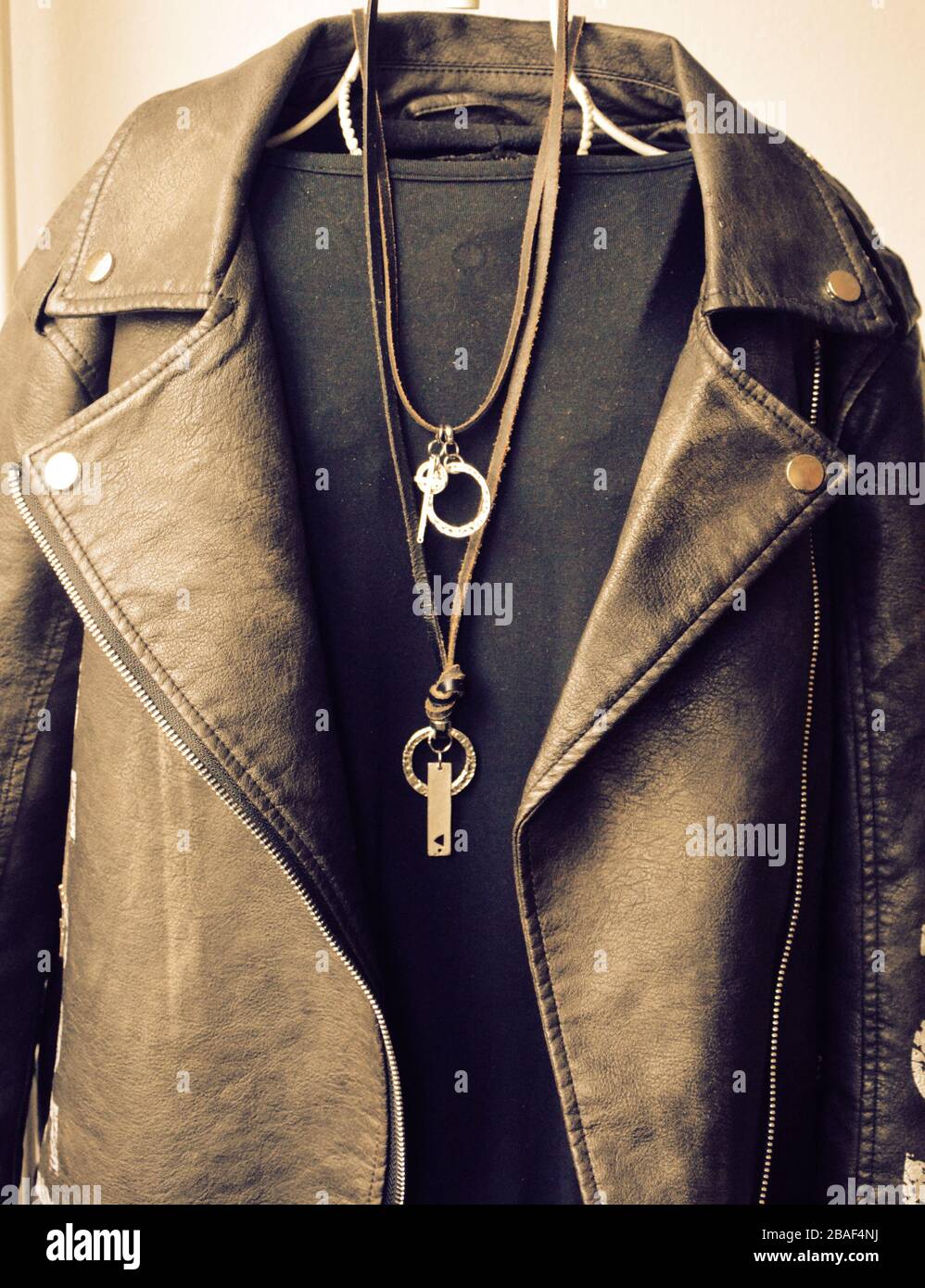 Zipper in black leather jacket hi-res stock photography and images - Alamy