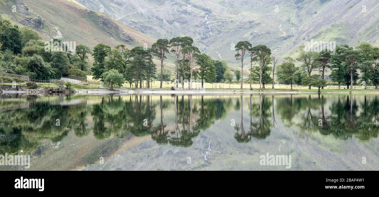 Tranquil view of Buttermere in Lake District with reflections Stock Photo