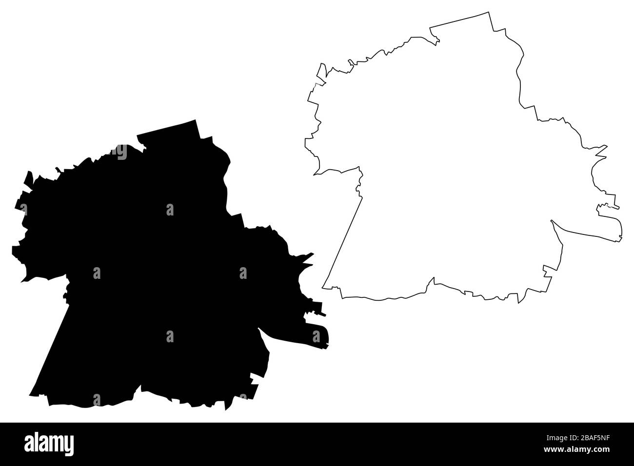 Tychy City (Republic of Poland, Silesian Voivodeship) map vector ...