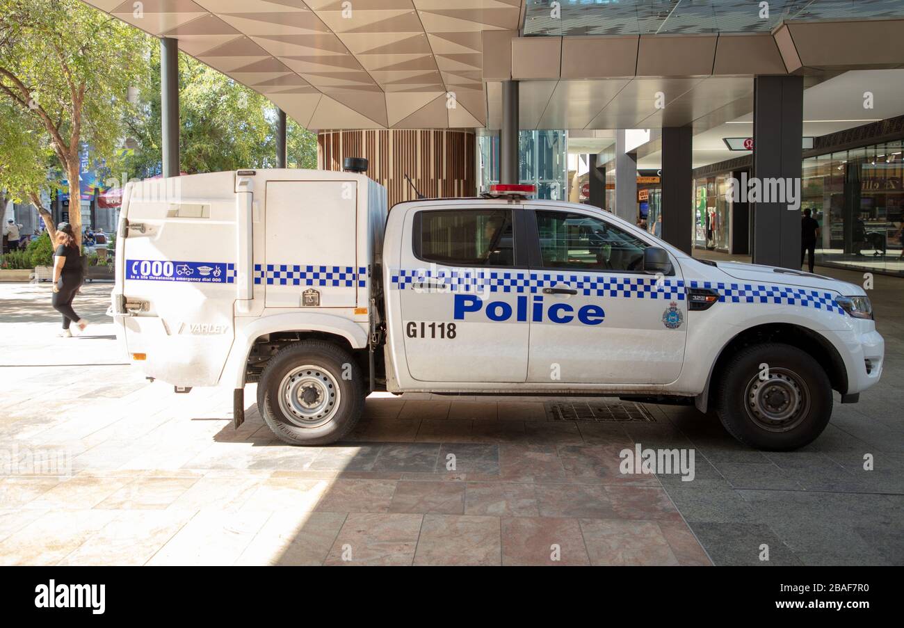 Patrol car of the western Australia police force seen in Perth. Stock Photo