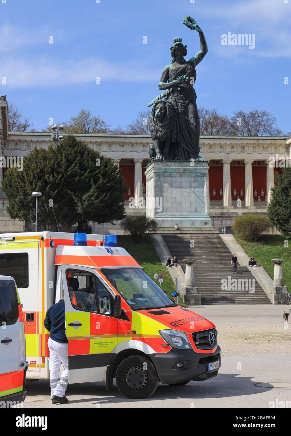 Ambulance Near The Bavaria Statue And Hall Of Fame At The Oktoberfest 