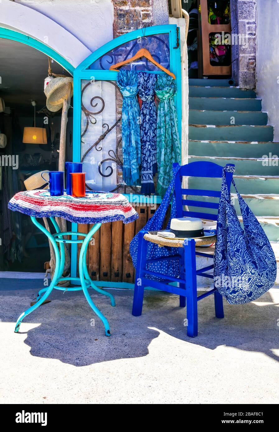 Old souvenirs shop in Amorgos island,Greece. Stock Photo