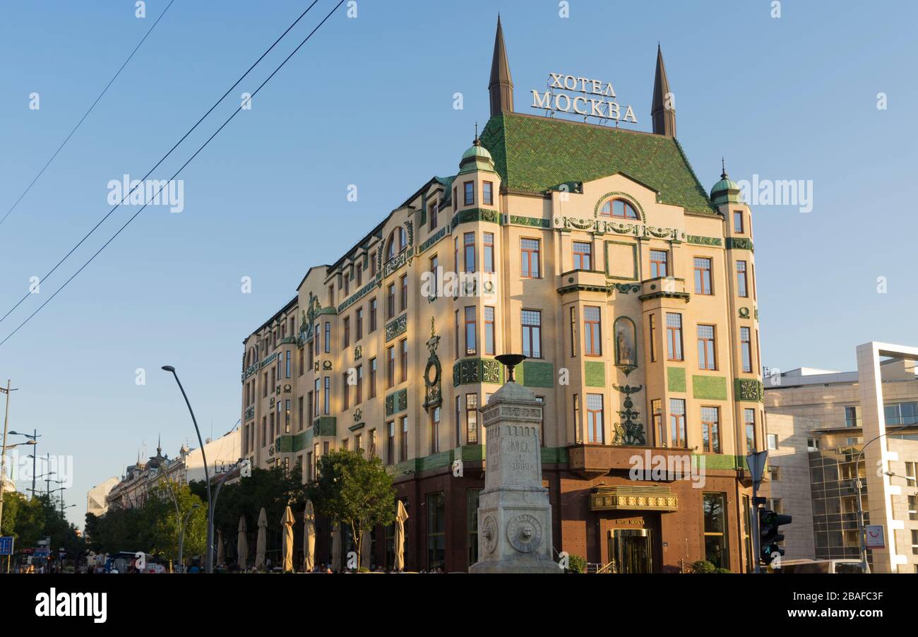 Hotel Moskva on a sunny summer evening, Terazije, Belgrade, Serbia, Europe Stock Photo