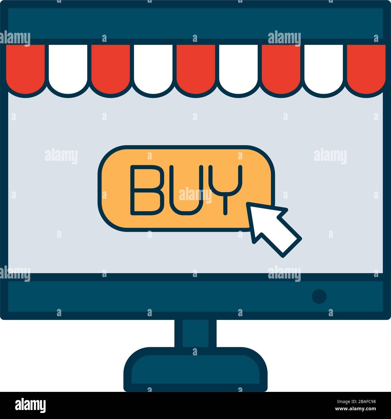 shopping online concept, computer with shopping page web on screen icon ...