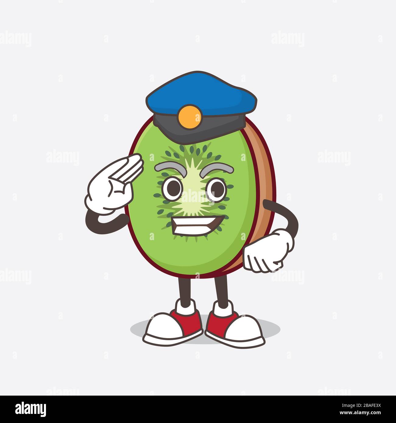 A picture of Kiwi Fruit cartoon mascot character working as a Police  officer Stock Photo - Alamy