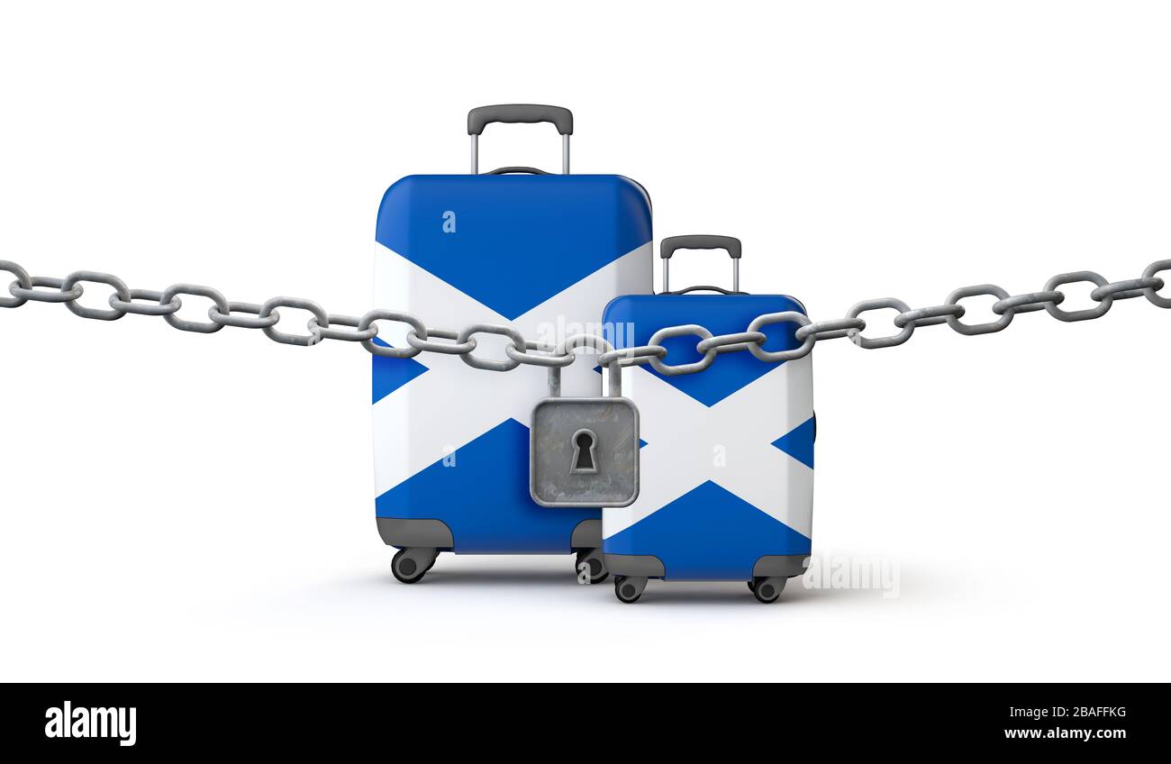 Scotland lockdown travel restrictions concept. 3D Render Stock Photo