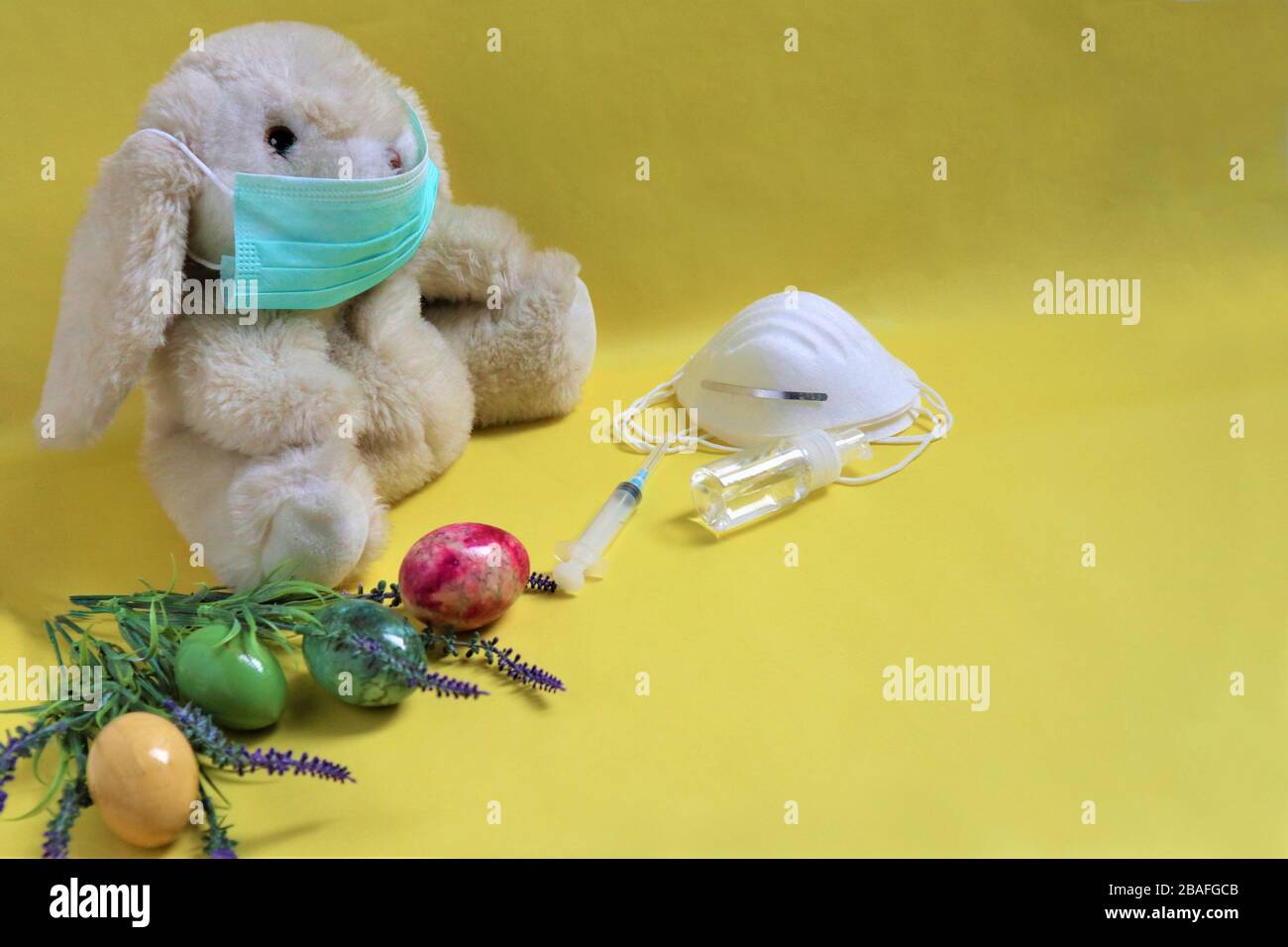 Download Easter During Coronavirus Concept Bunny Eggs And Mask On Yellow Background Covid 19 Outbreak Celebration And Stay Home Concept Copy Space Stock Photo Alamy PSD Mockup Templates