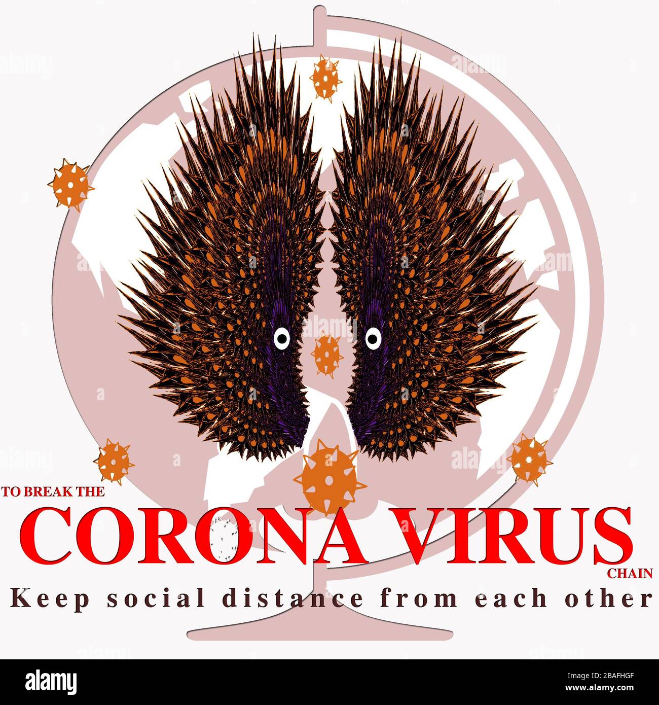 Corona virus break the chain artwork and message Stock Photo