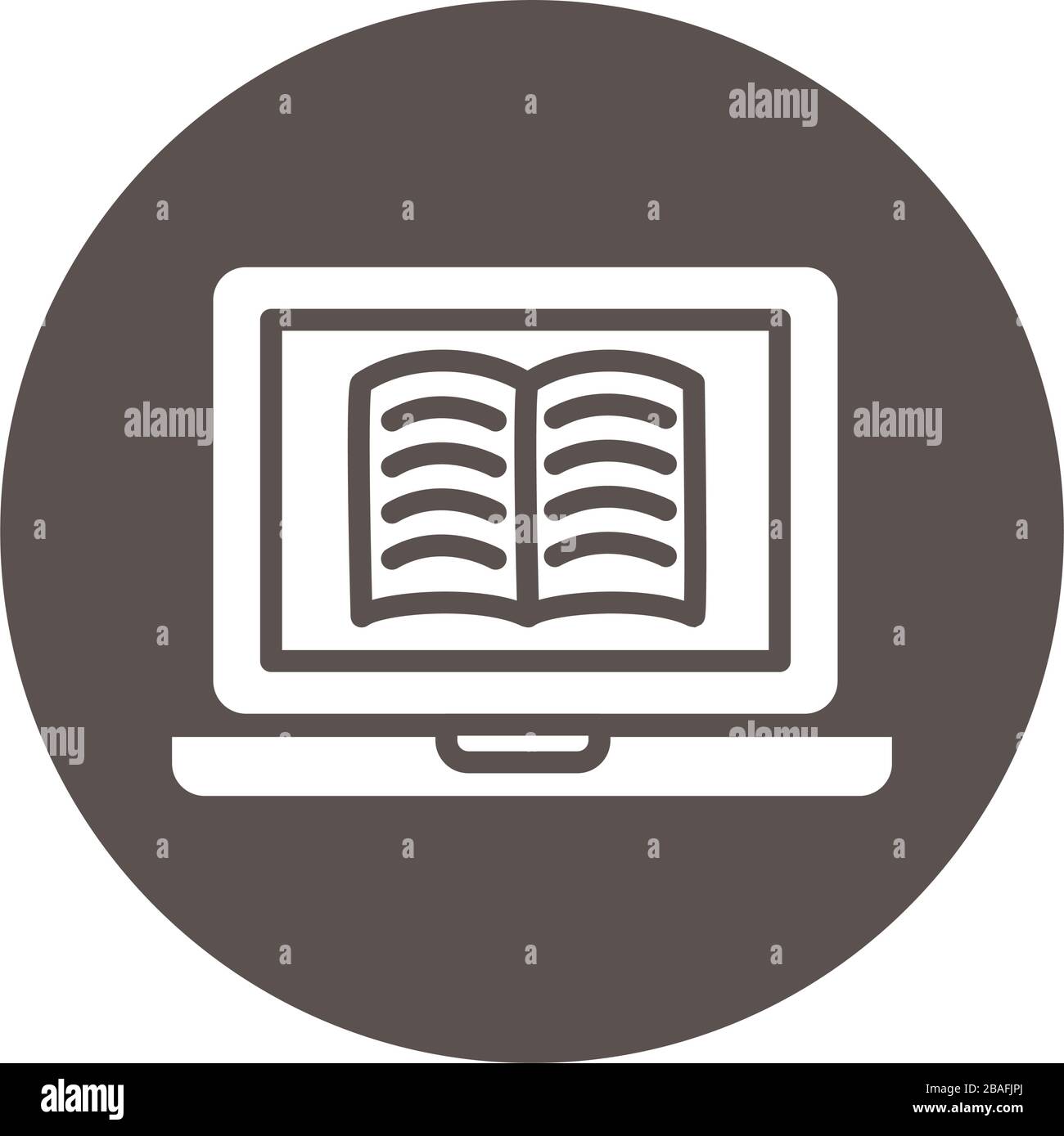 electronic book in laptop education online block style Stock Vector