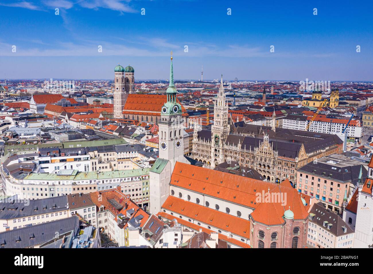 Aerial of the city center of Munich, Germany Stock Photo