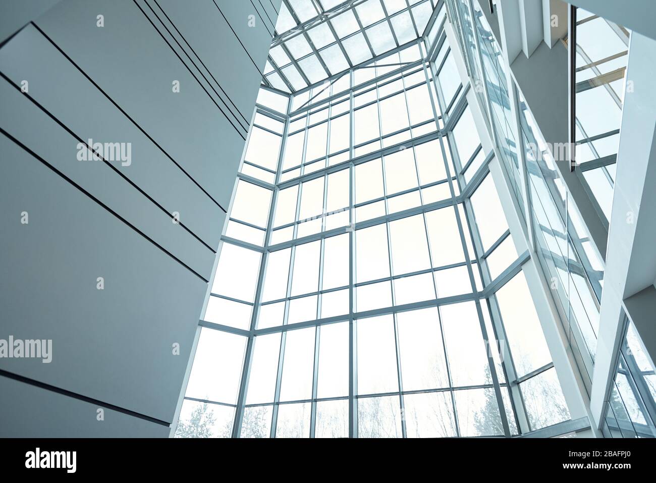 Part of interior of large contemporary multi-floor office building or