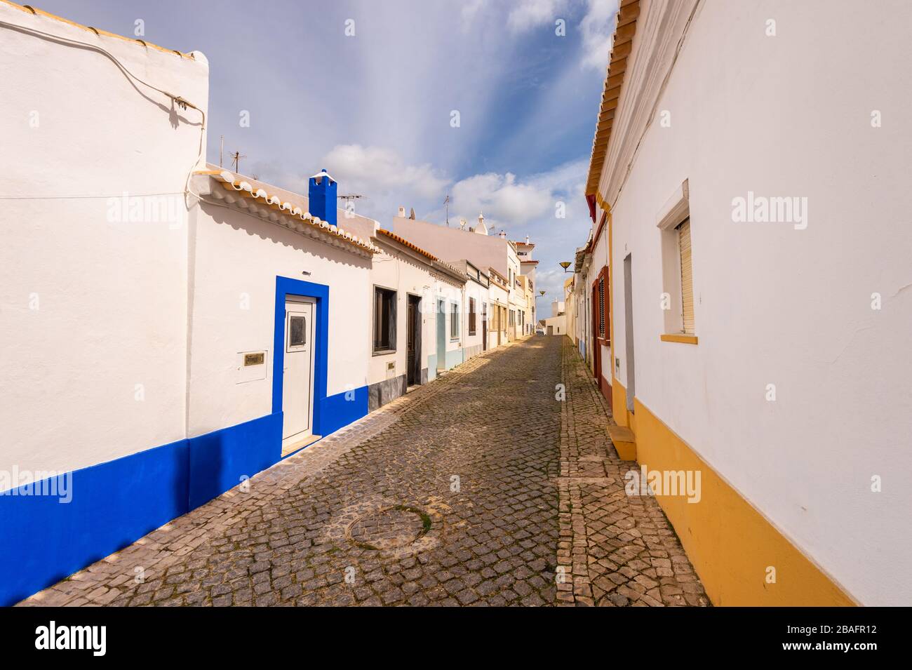 Traditional colorful houses in Lagos, Portugal Stock Photo