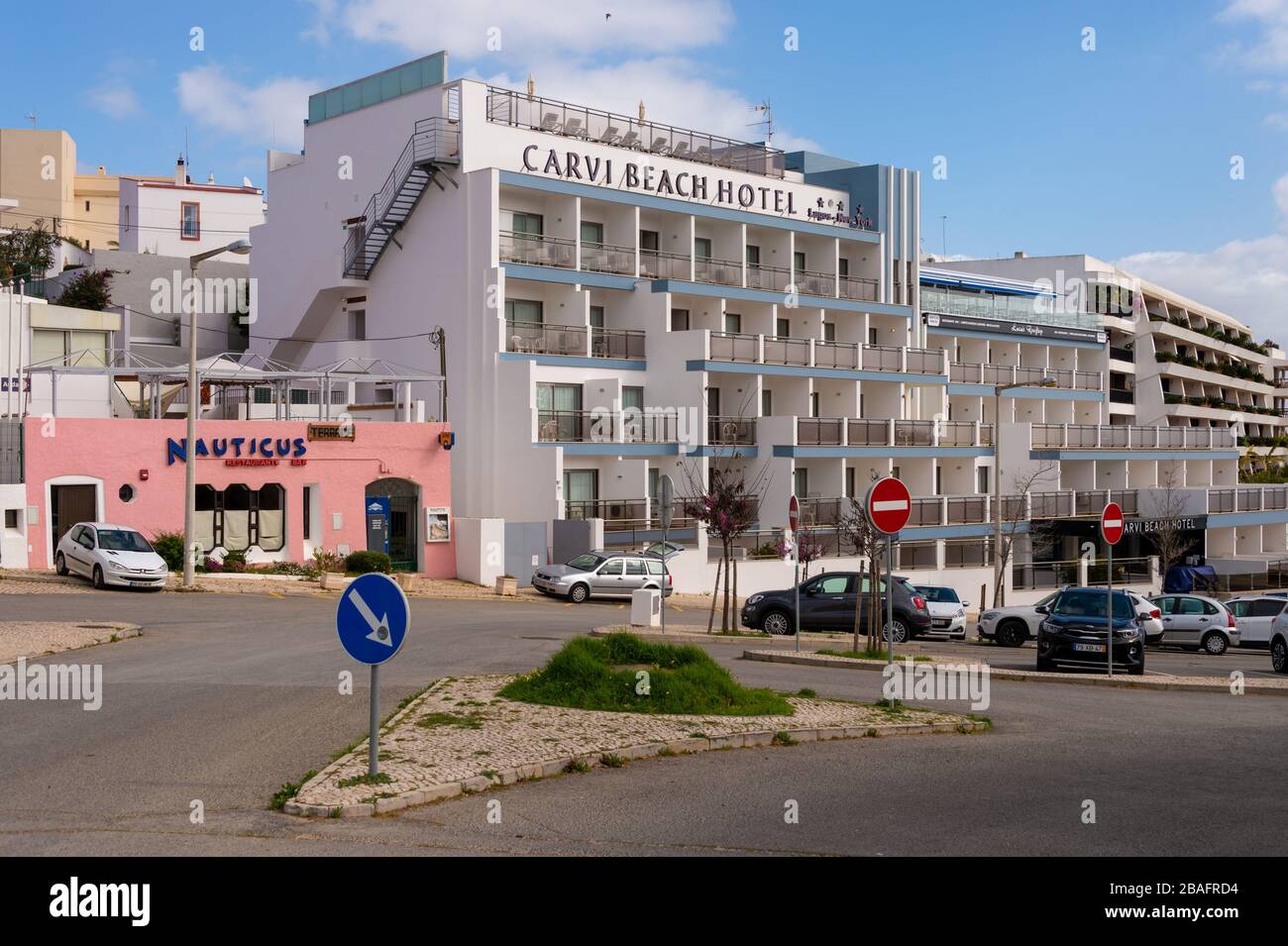 Lagos, Portugal - 6 March 2020: Carvi Beach Hotel Stock Photo