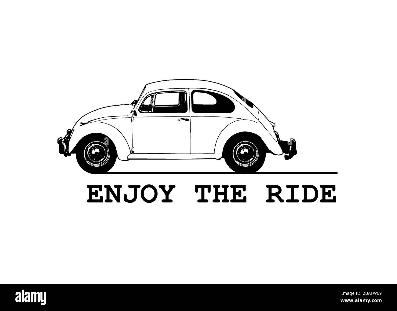 Enjoy the ride typographic concept black and white isolated illustration Stock Photo