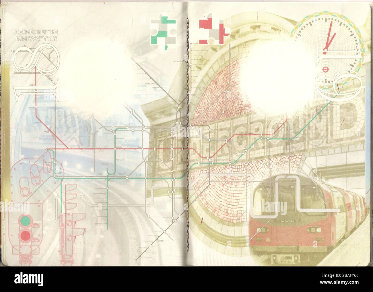 Inside Pages Of United Kingdom European Union Passport, Pages18 and 19 of United Kingdom Of Great Britain And Northern Ireland Passport Stock Photo