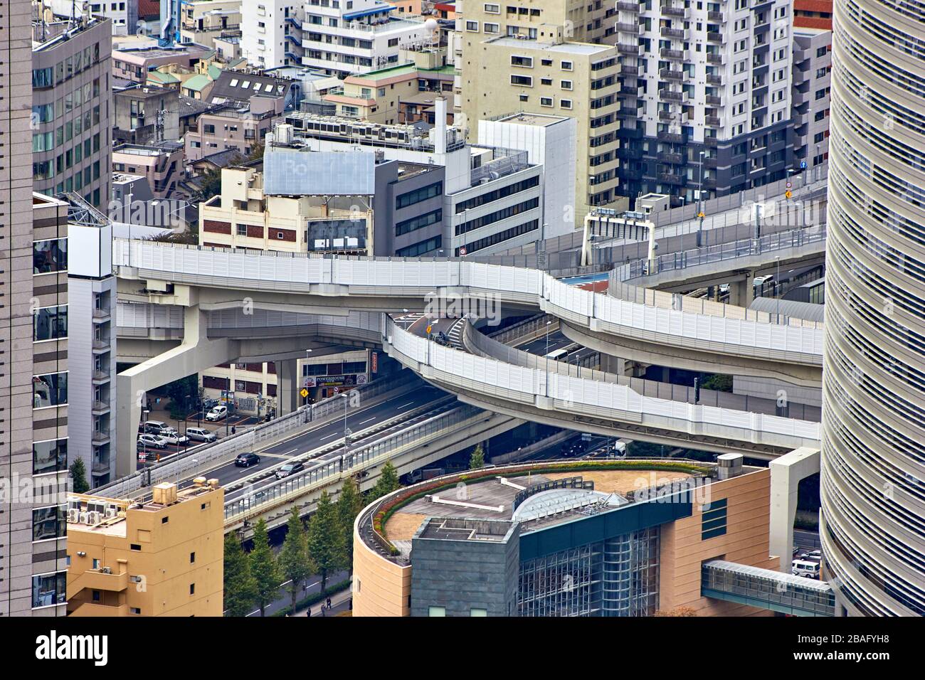 Highway intersection in the city of Tokyo Stock Photo