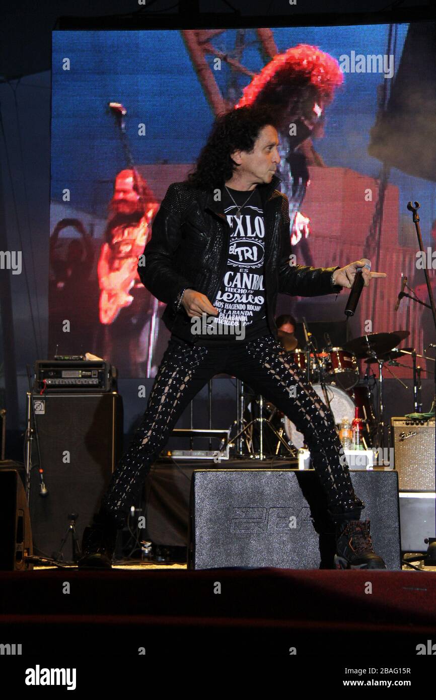 Alex Lora  del grupo mexicano de rock el TRI durante su  concierto en el Valeriana durante la Feria Internacional de Durango  2012.*Durango*.*2*Junio* Stock Photo