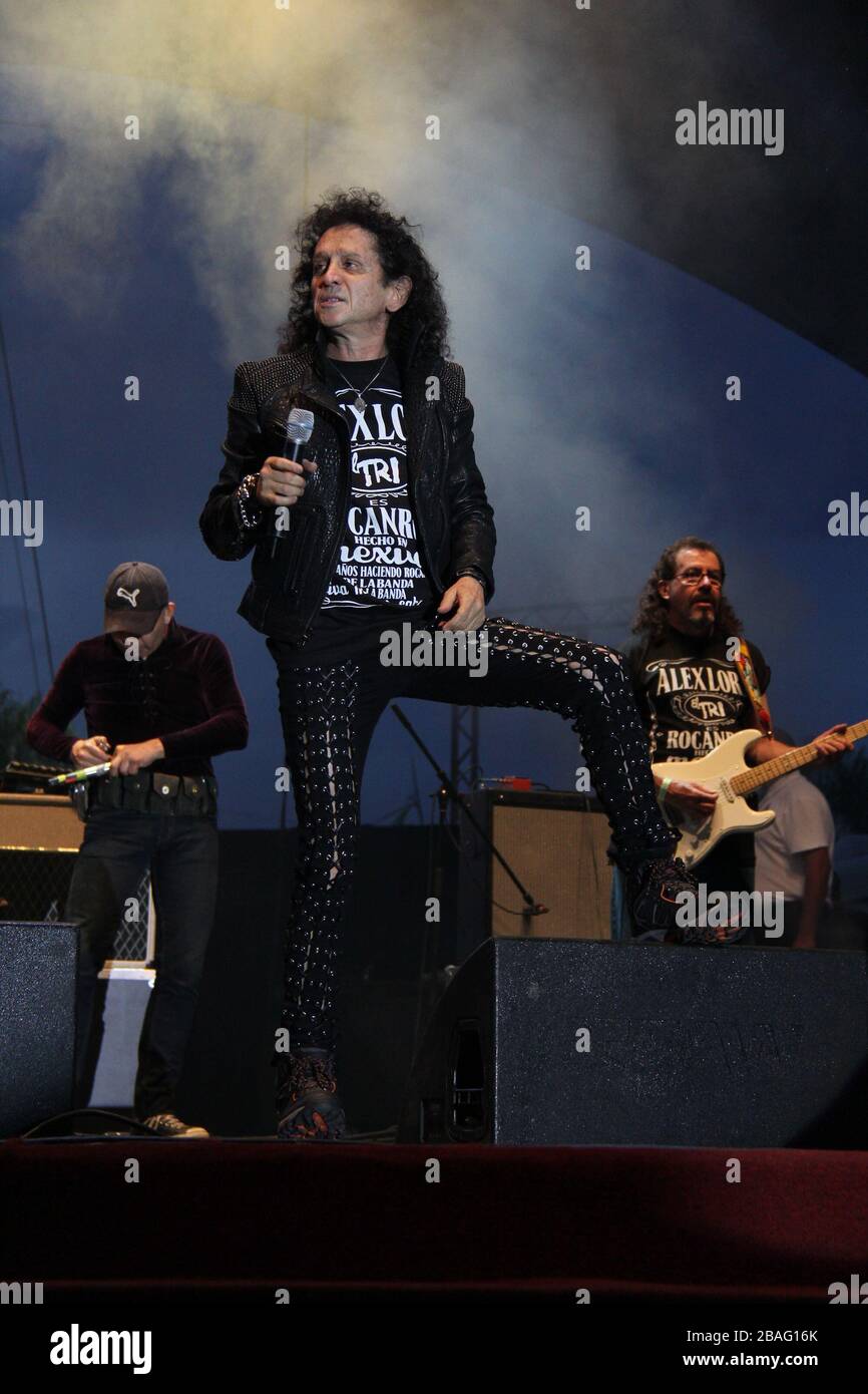 Alex Lora  del grupo mexicano de rock el TRI durante su  concierto en el Valeriana durante la Feria Internacional de Durango  2012.*Durango*.*2*Junio* Stock Photo