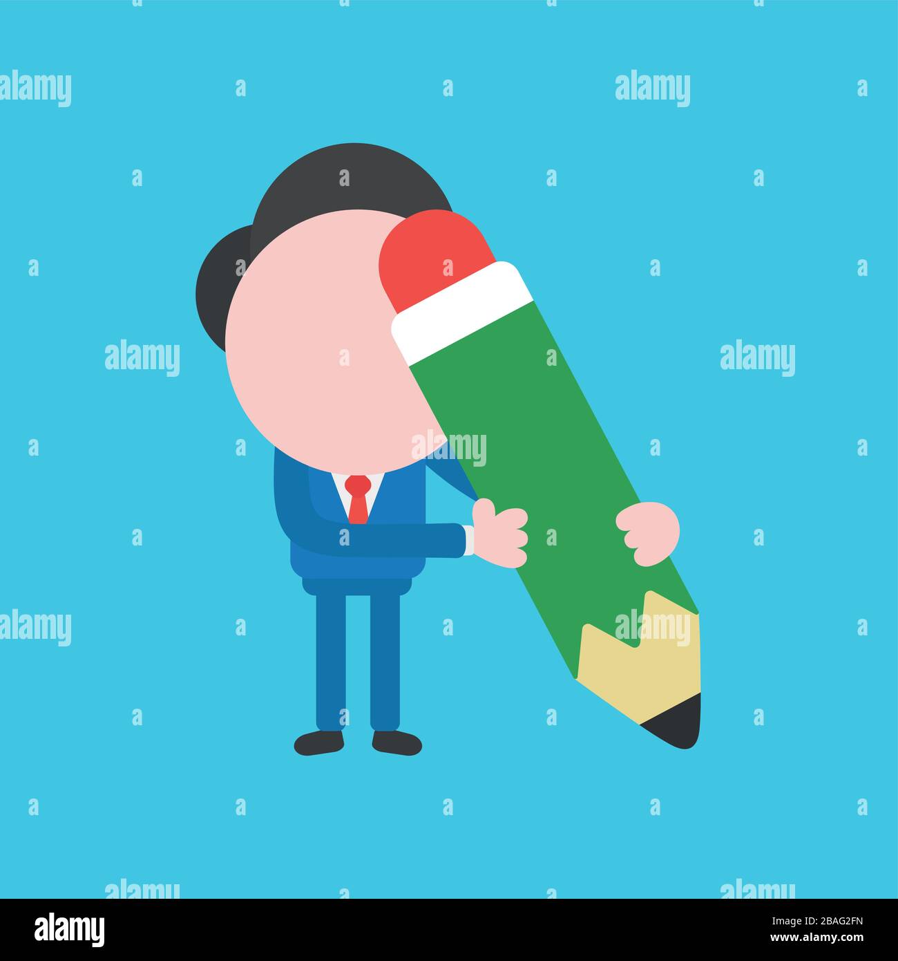 Vector illustration concept of businessman character holding pencil ...